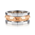 14K Rose-White Gold Wide Faceted Ring in High Polished Finish