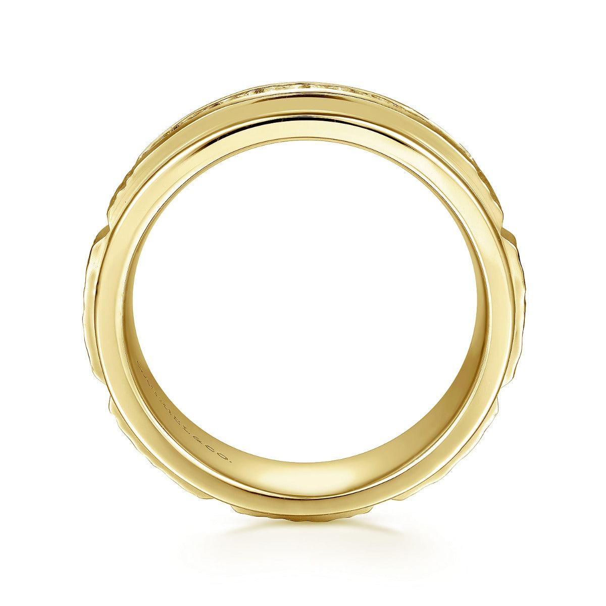 Enzo - 14K Yellow Gold Black Diamond Men's Wedding Ring in Sand Blast Finish