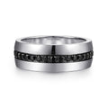 Xavier - 14K White Gold and Black Diamond Wedding Band in High Polished Finish