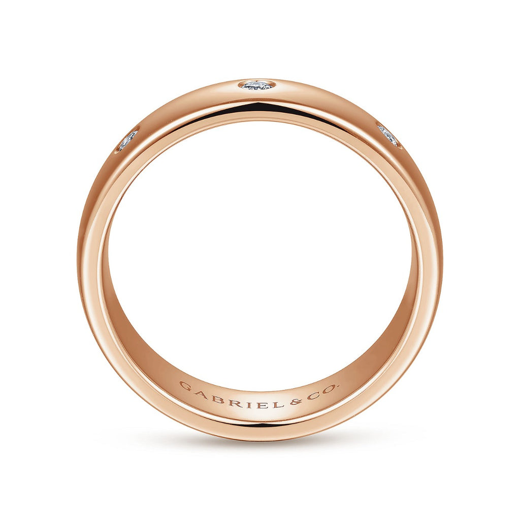 Emrys - 14K Rose Gold Diamond Men's Wedding Ring in High Polished Finish