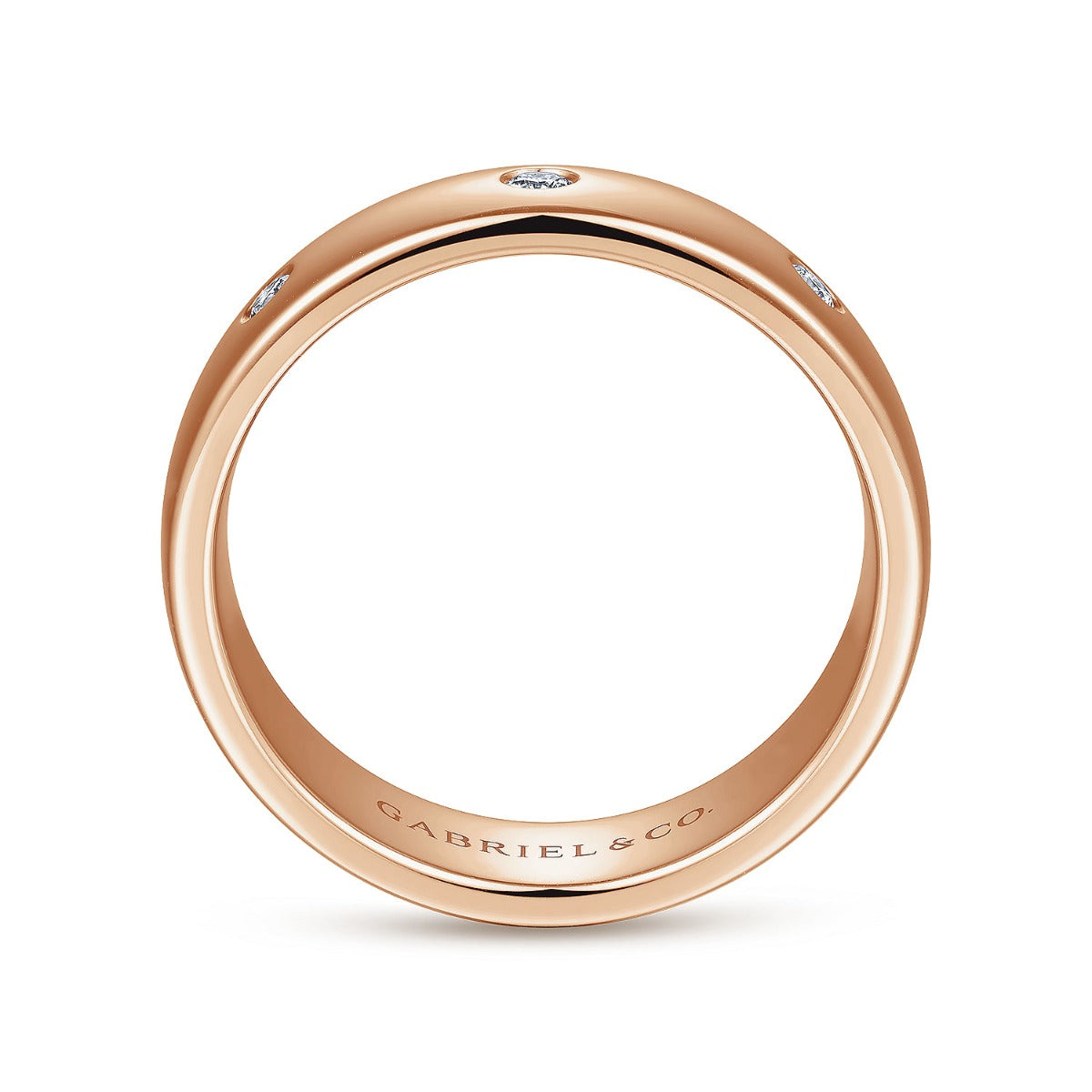 Emrys - 14K Rose Gold Diamond Men's Wedding Ring in High Polished Finish