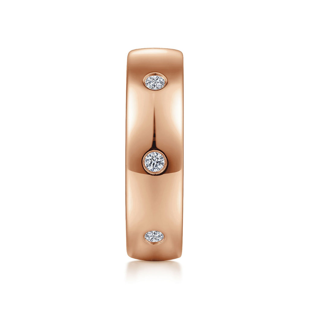Emrys - 14K Rose Gold Diamond Men's Wedding Ring in High Polished Finish