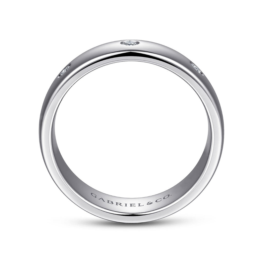 Emrys - 14K White Gold Diamond Men's Wedding Ring in High Polished Finish