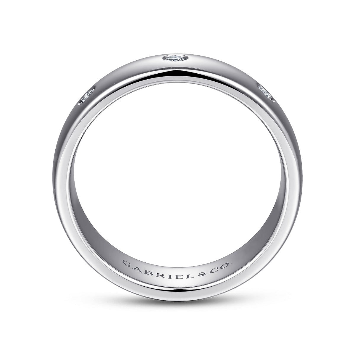 Emrys - 14K White Gold Diamond Men's Wedding Ring in High Polished Finish