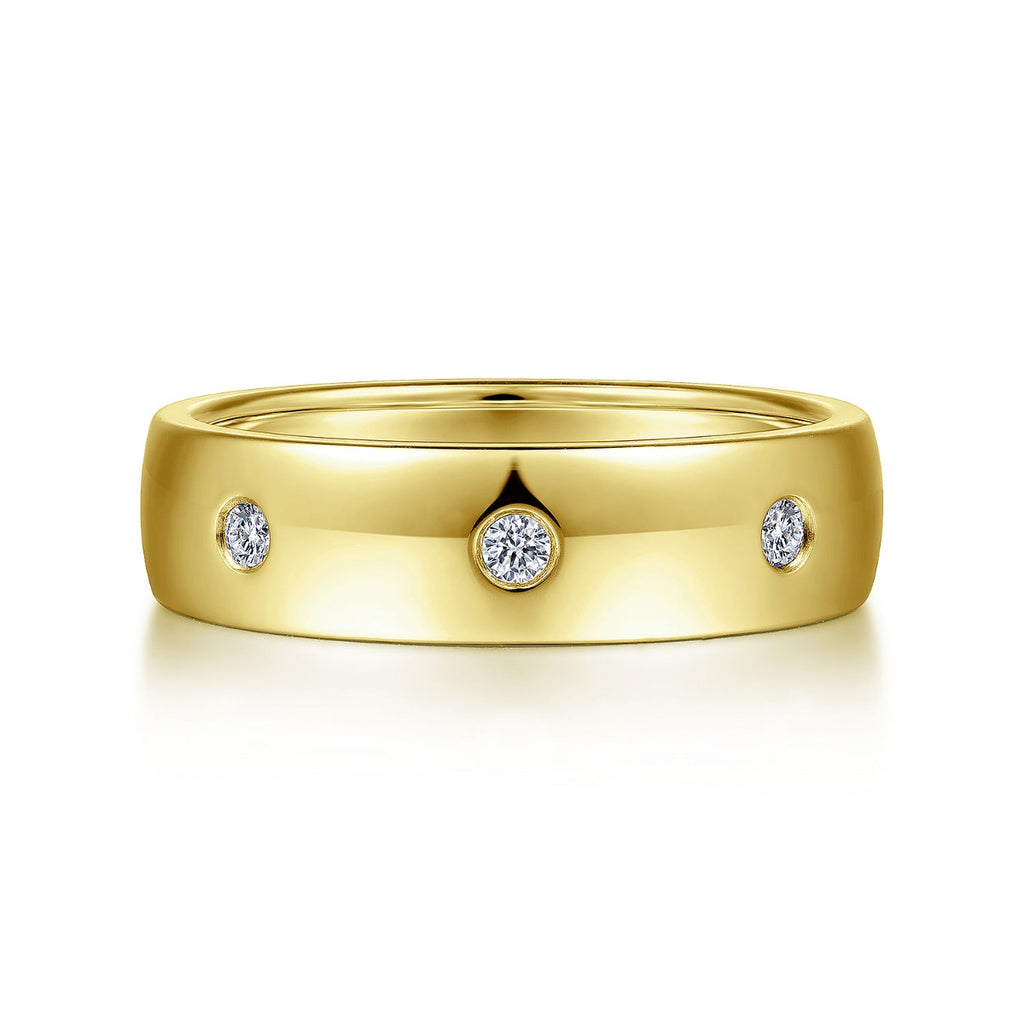 Emrys - 14K Yellow Gold Diamond Men's Wedding Ring in High Polished Finish