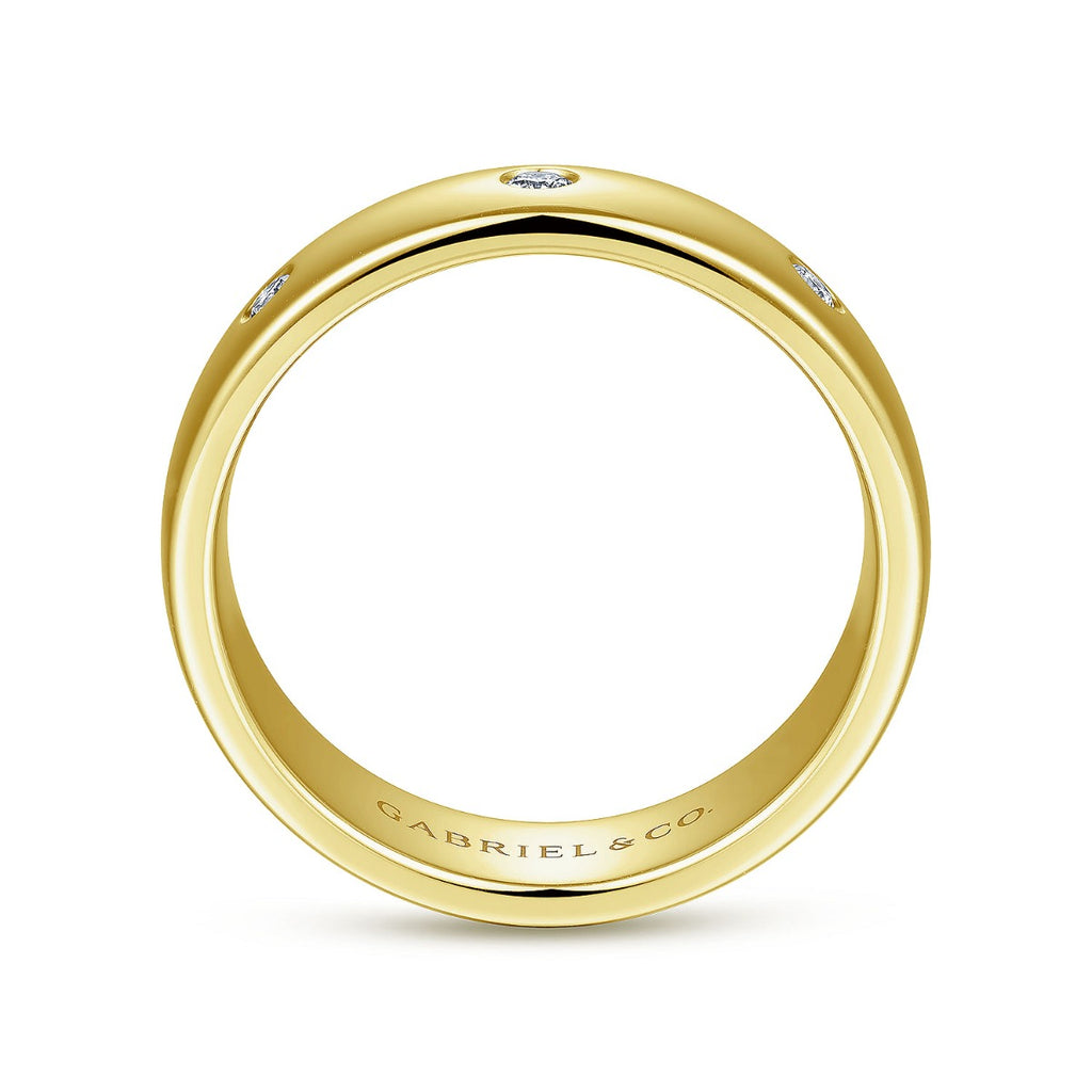 Emrys - 14K Yellow Gold Diamond Men's Wedding Ring in High Polished Finish