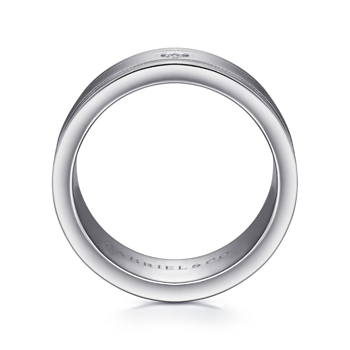 Rhys - 14K White Gold Diamond Men's Wedding Ring in Satin Finish