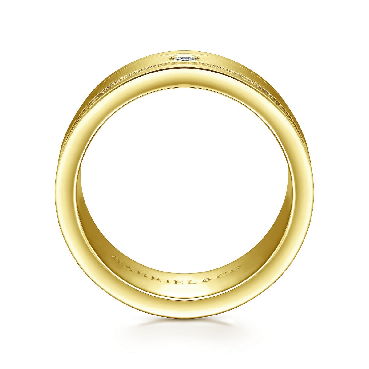 Rhys - 14K Yellow Gold Diamond Men's Wedding Ring in Satin Finish
