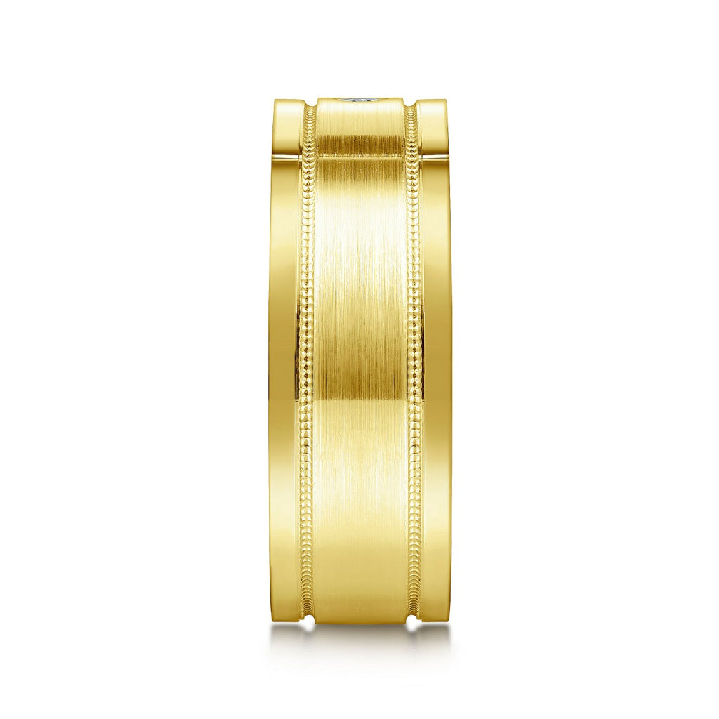 Rhys - 14K Yellow Gold Diamond Men's Wedding Ring in Satin Finish