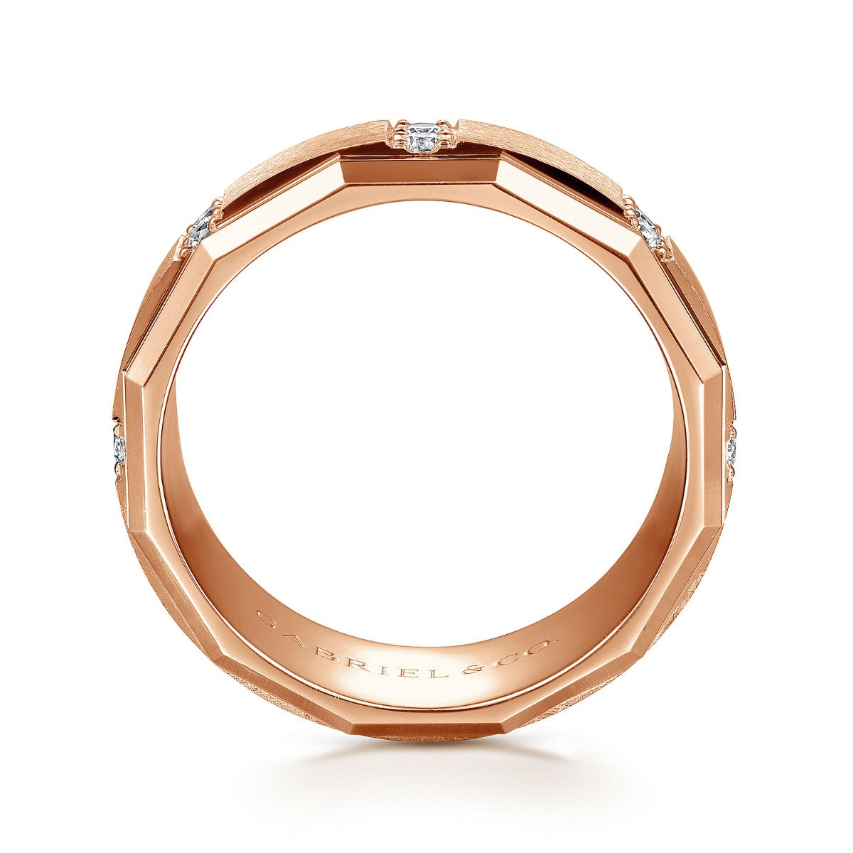 Nico - 14K Rose Gold Diamond Men's Wedding Ring in Satin Finish