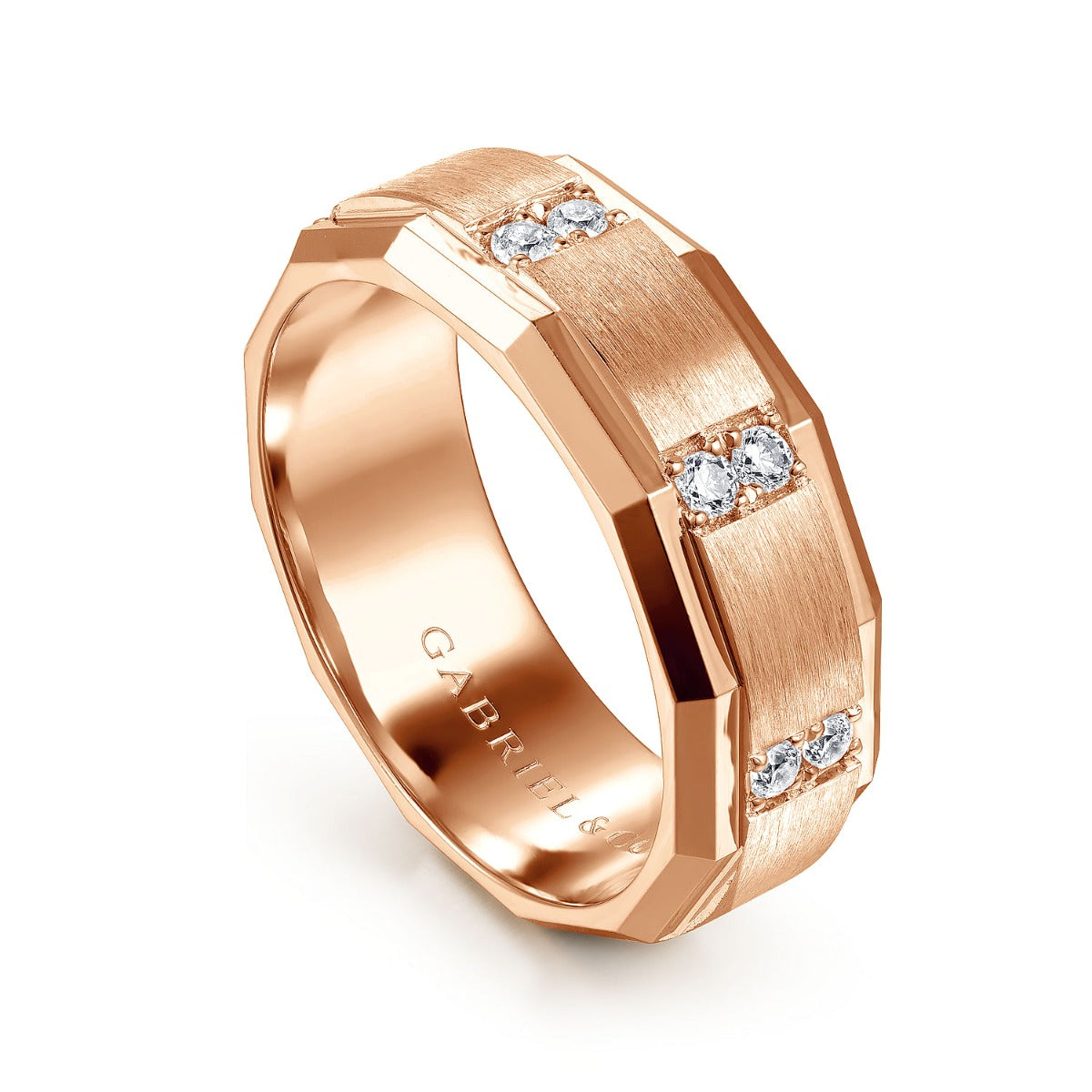 Nico - 14K Rose Gold Diamond Men's Wedding Ring in Satin Finish