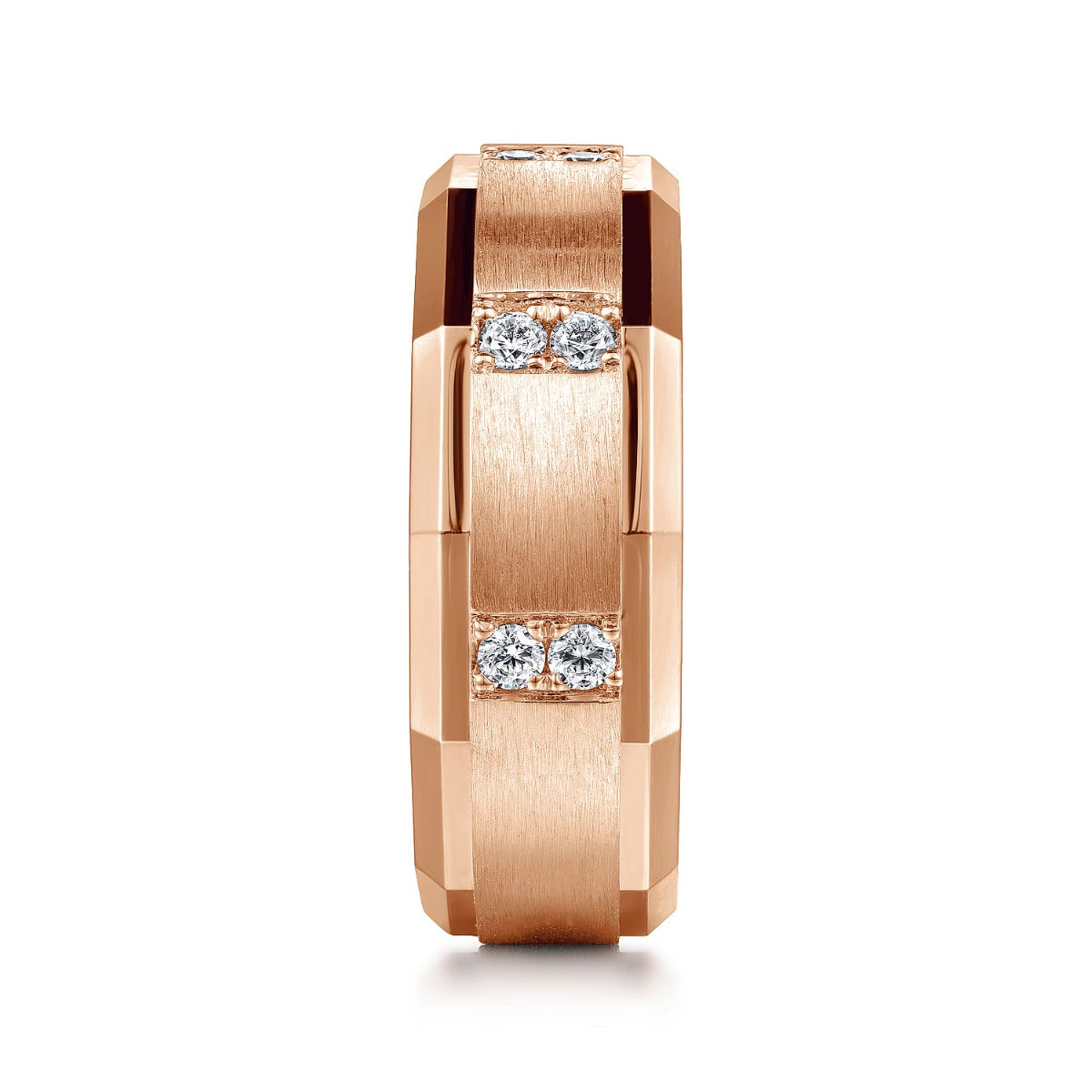 Nico - 14K Rose Gold Diamond Men's Wedding Ring in Satin Finish