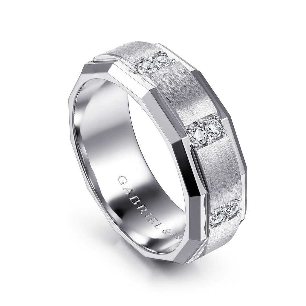 Nico - 14K White Gold Diamond Men's Ring in Satin Finish