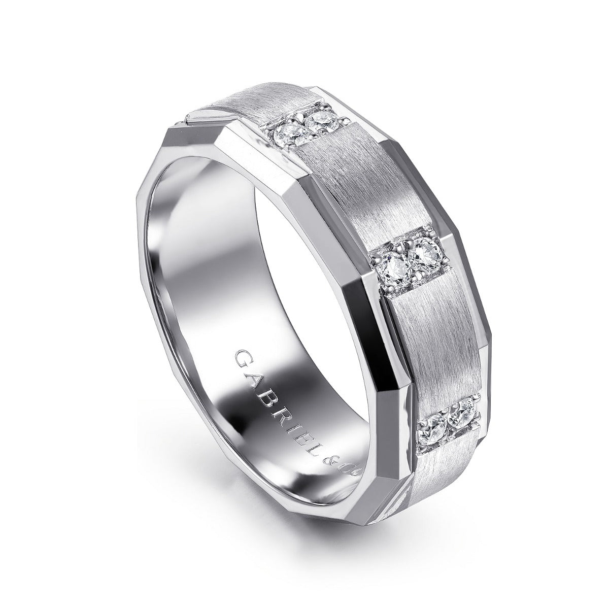 Nico - 14K White Gold Diamond Men's Ring in Satin Finish