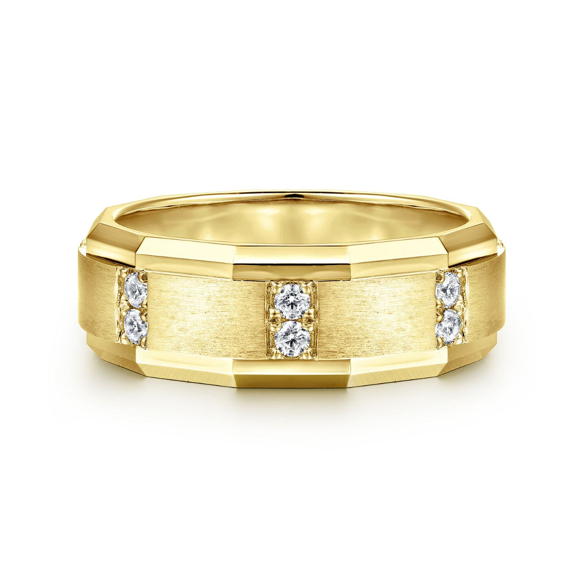 Nico - 14K Yellow Gold Diamond Men's Wedding Ring in Satin Finish