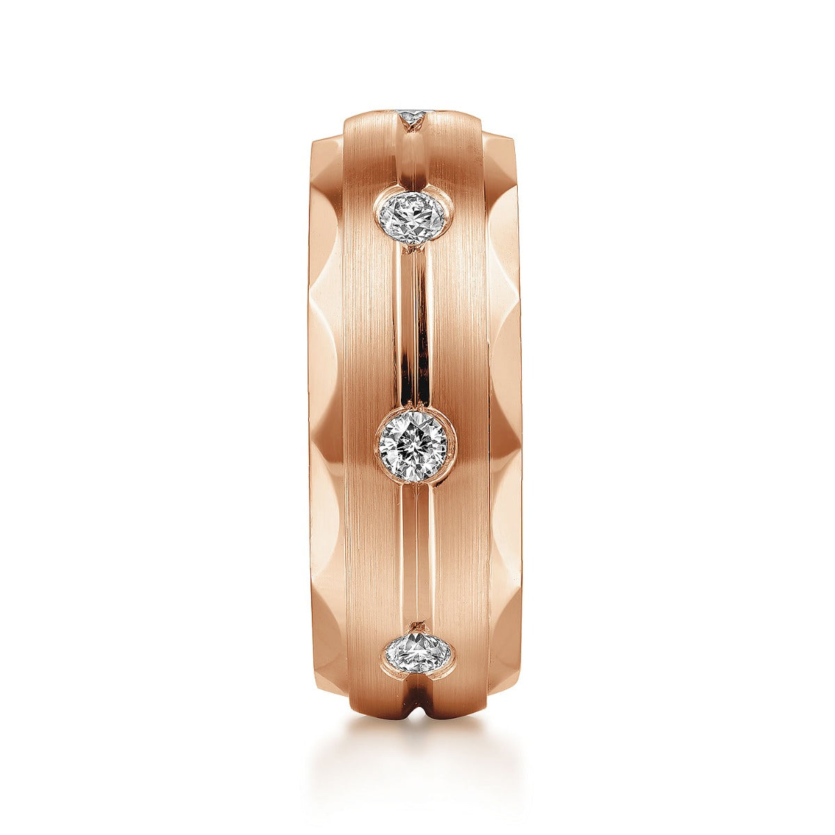 Magnus - 14K Rose Gold Diamond Men's Wedding Ring in Satin Finish