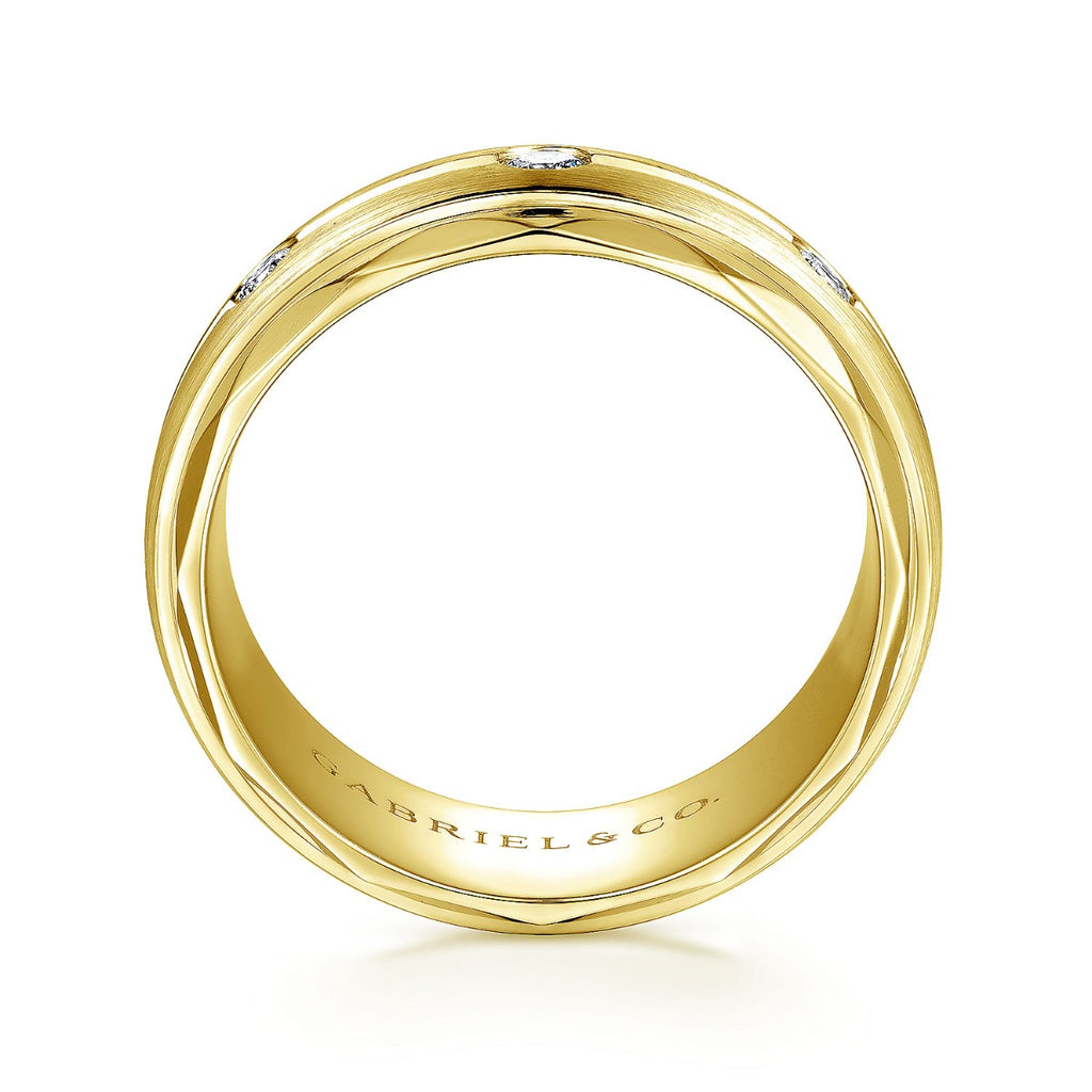 Magnus - 14K Yellow Gold Diamond Men's Wedding Ring in Satin Finish