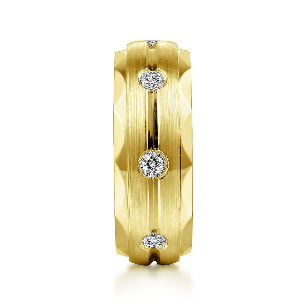 Magnus - 14K Yellow Gold Diamond Men's Wedding Ring in Satin Finish