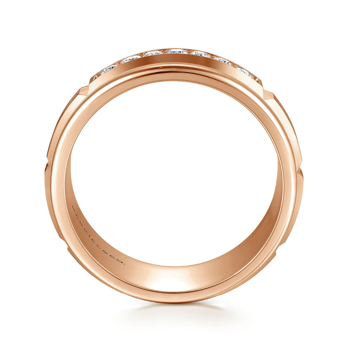 Everett - 14K Rose Gold Diamond Men's Wedding Ring in Satin Finish