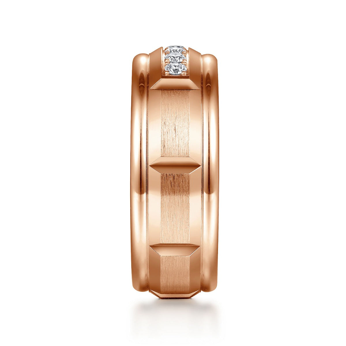 Everett - 14K Rose Gold Diamond Men's Wedding Ring in Satin Finish