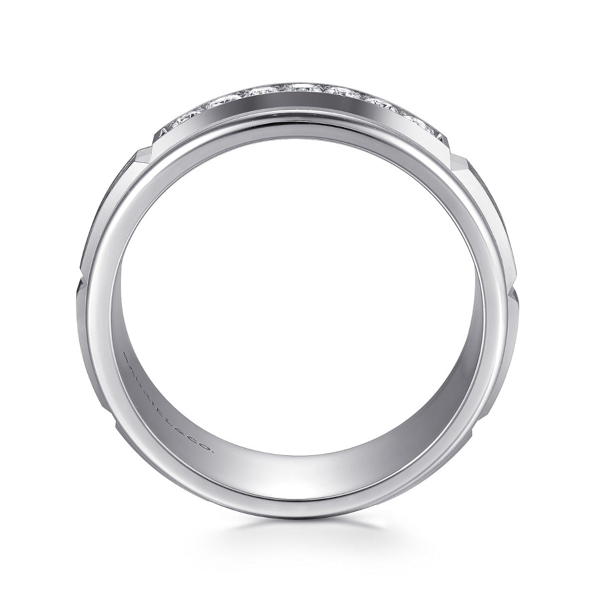 Everett - 14K White Gold Diamond Men's Wedding Ring in Satin Finish
