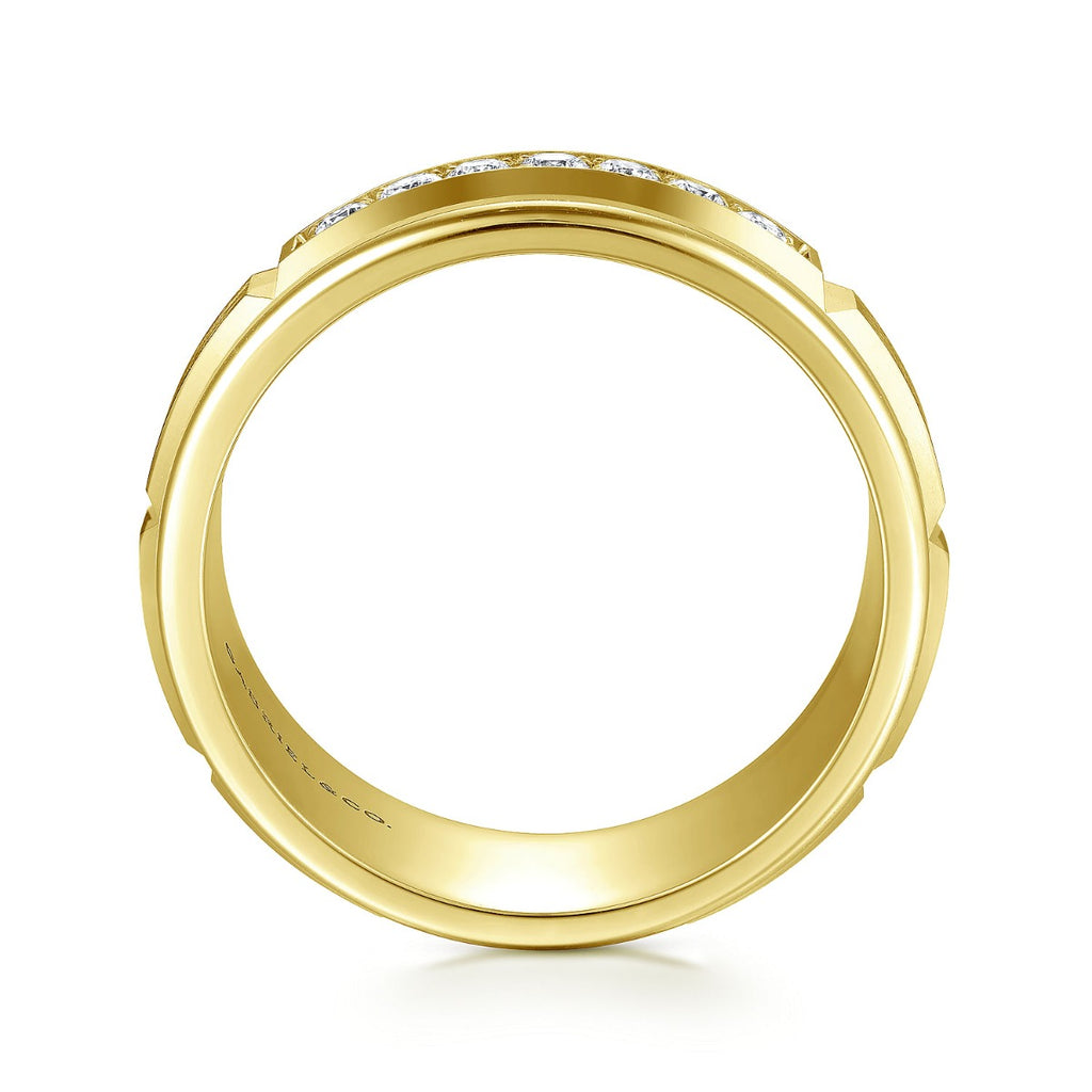 Everett - 14K Yellow Gold Diamond Men's Wedding Ring in Satin Finish