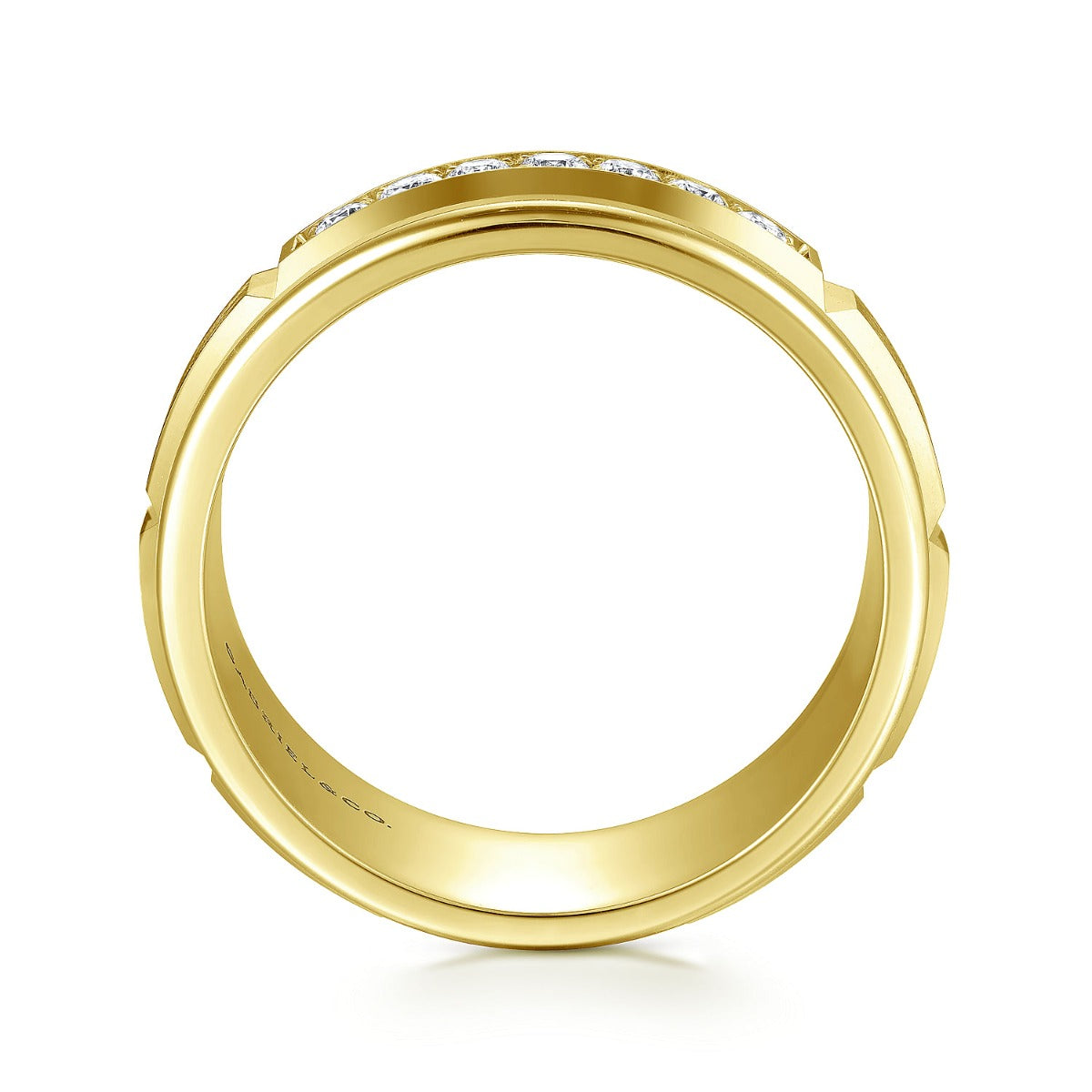 Everett - 14K Yellow Gold Diamond Men's Wedding Ring in Satin Finish
