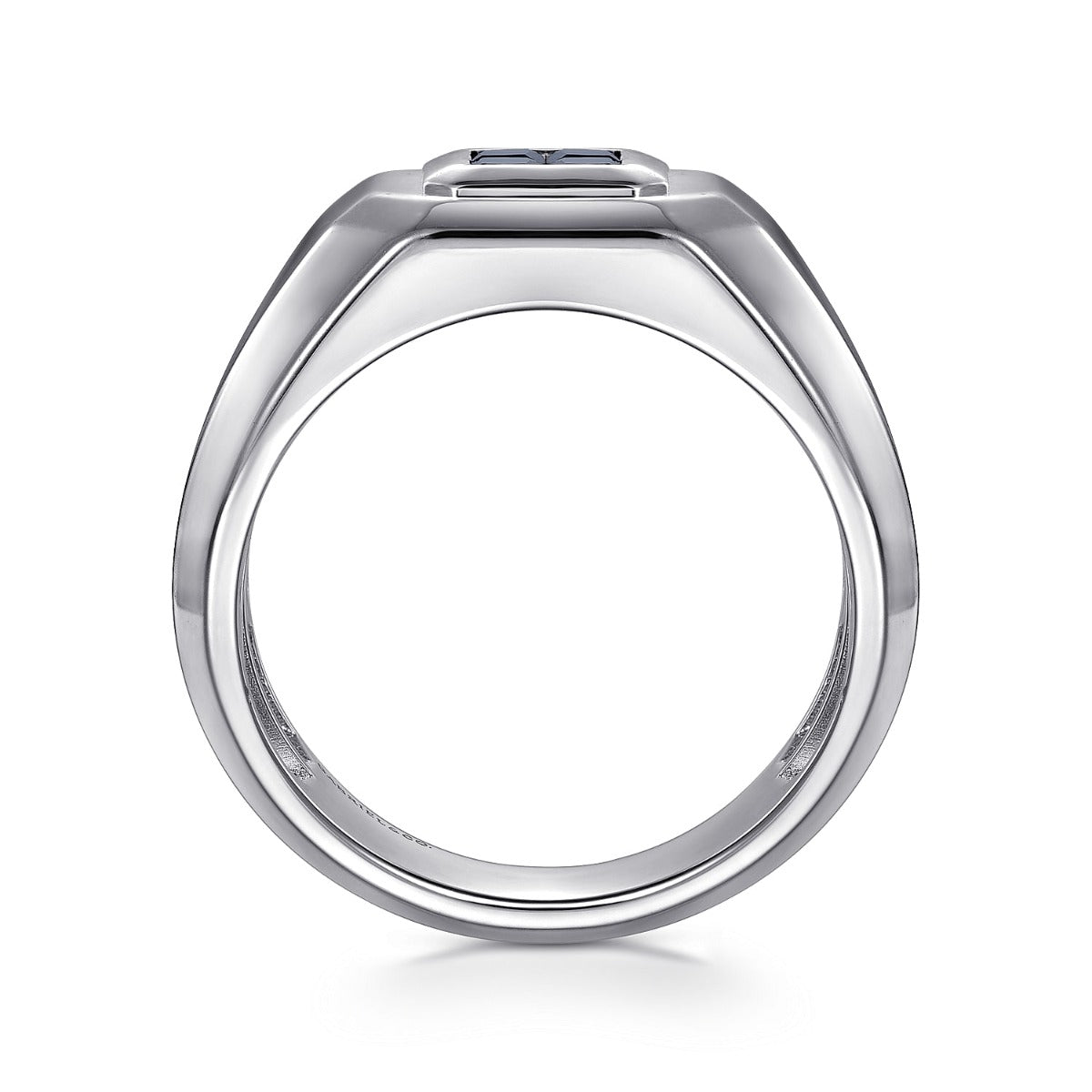 925 Sterling Silver Signet Ring with Princess Cut Sapphires