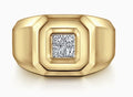 14K Yellow Gold Signet Ring with Princess Cut Diamonds