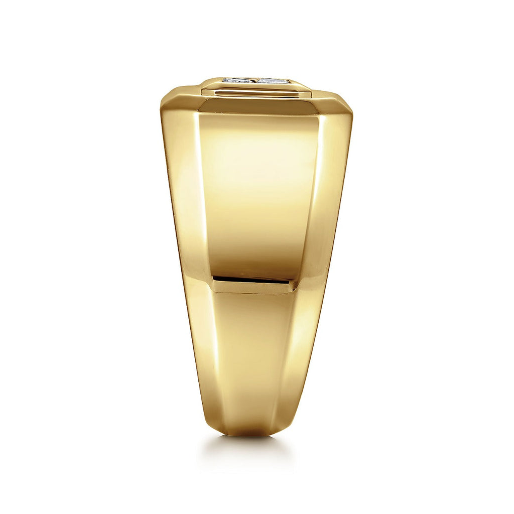 14K Yellow Gold Signet Ring with Princess Cut Diamonds