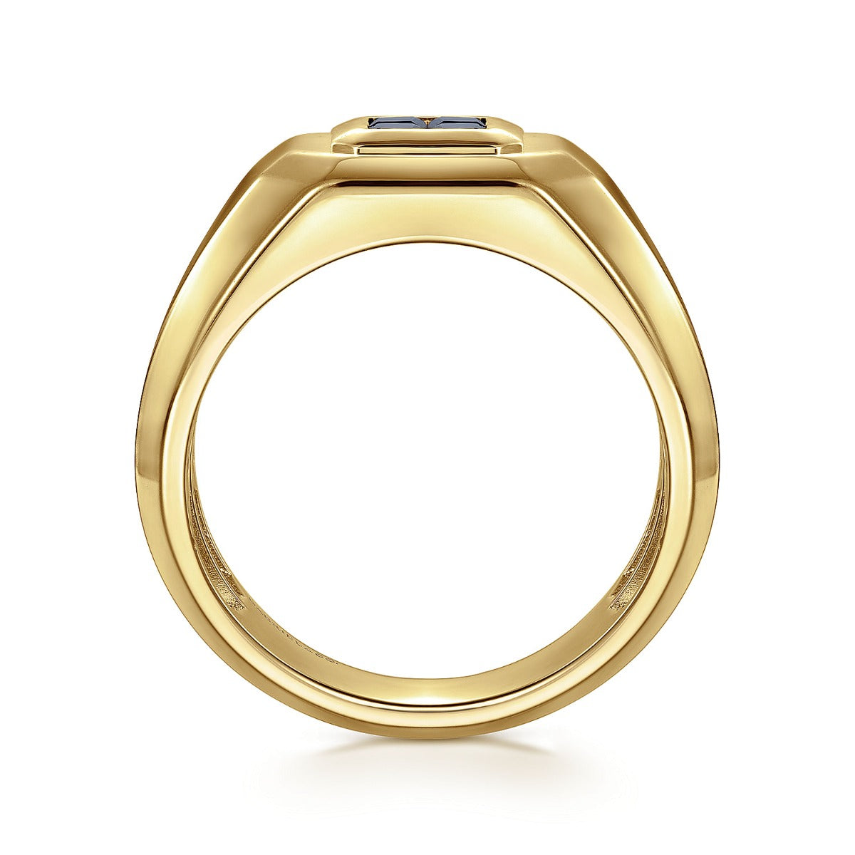 14K Yellow Gold Signet Ring with Princess Cut Sapphires