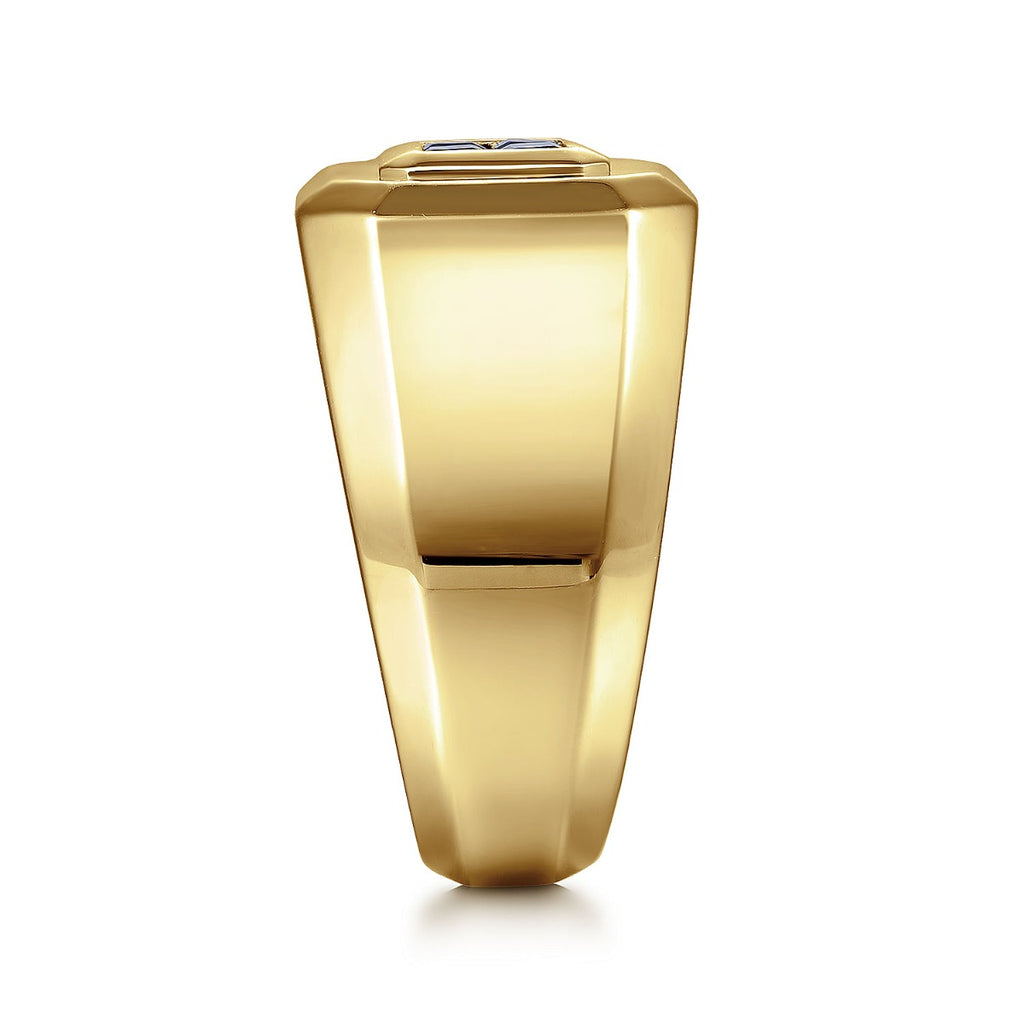 14K Yellow Gold Signet Ring with Princess Cut Sapphires