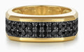 14K Yellow Gold Black Diamond Mens Ring in Sand Blast Finish