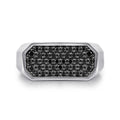 925 Sterling Silver Black Spinel Pave Men's Ring in Sand Blast Finish