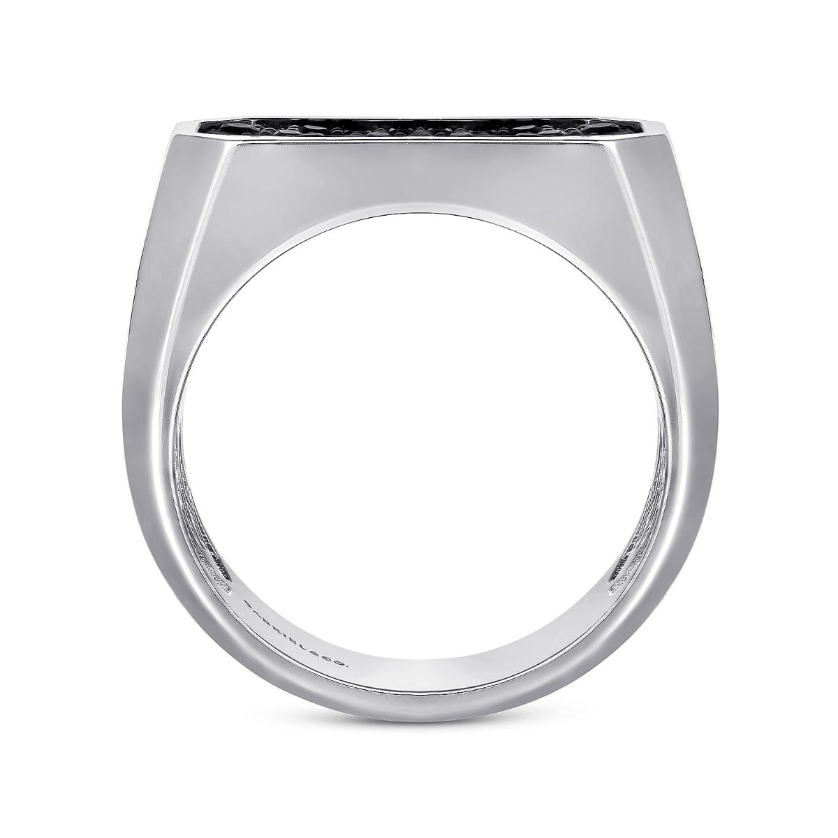 925 Sterling Silver Black Spinel Pave Men's Ring in Sand Blast Finish