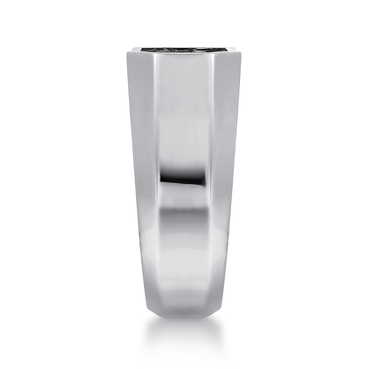 925 Sterling Silver Black Spinel Pave Men's Ring in Sand Blast Finish