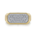 14K Yellow Gold Diamond Pave Men's Ring in Sand Blast Finish
