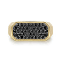 14K Yellow Gold Black Diamond Pave Men's Ring in Sand Blast Finish