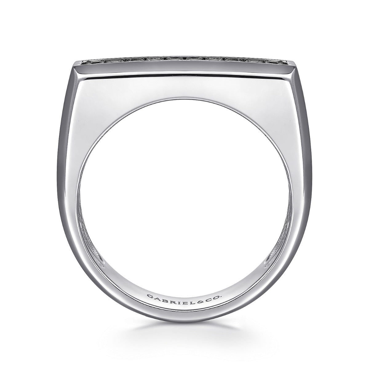 Sterling Silver Black Spinel Mens Ring in Sand Blast Finish
