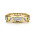 14K Yellow Gold Diamond Men's Wedding Ring in Sand Blast Finish
