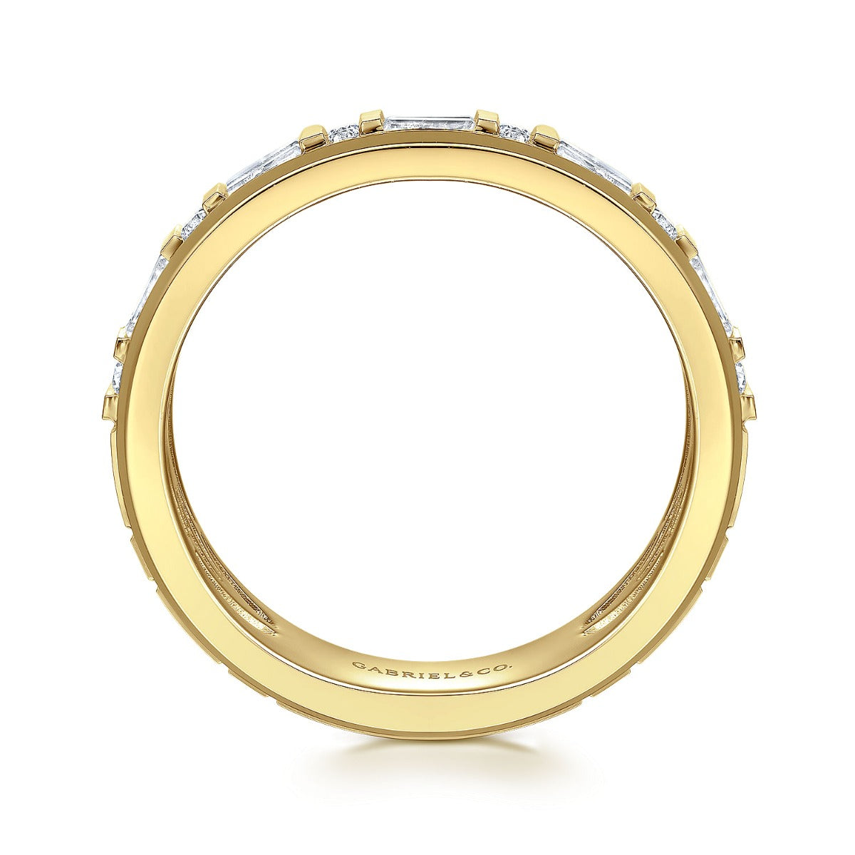 14K Yellow Gold Diamond Men's Wedding Ring in Sand Blast Finish