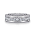 14K White Gold Diamond Men's Wedding Ring in Sand Blast Finish