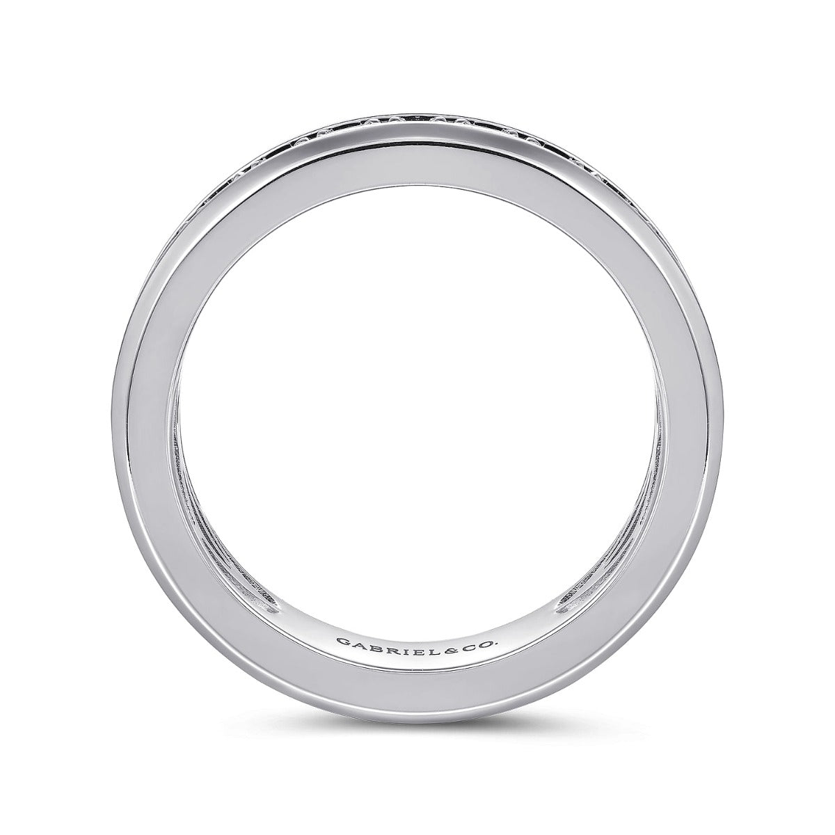 14K White Gold Diamond Men's Wedding Ring in Sand Blast Finish