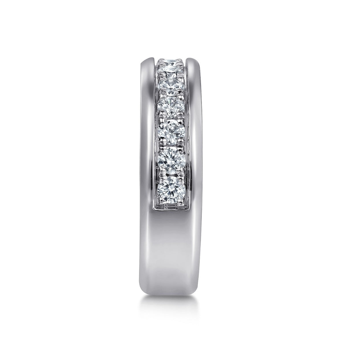 14K White Gold Diamond Men's Wedding Ring in Sand Blast Finish