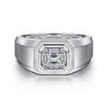 14K White Gold Diamond Mens Engagement Ring in Sand Blast Finish