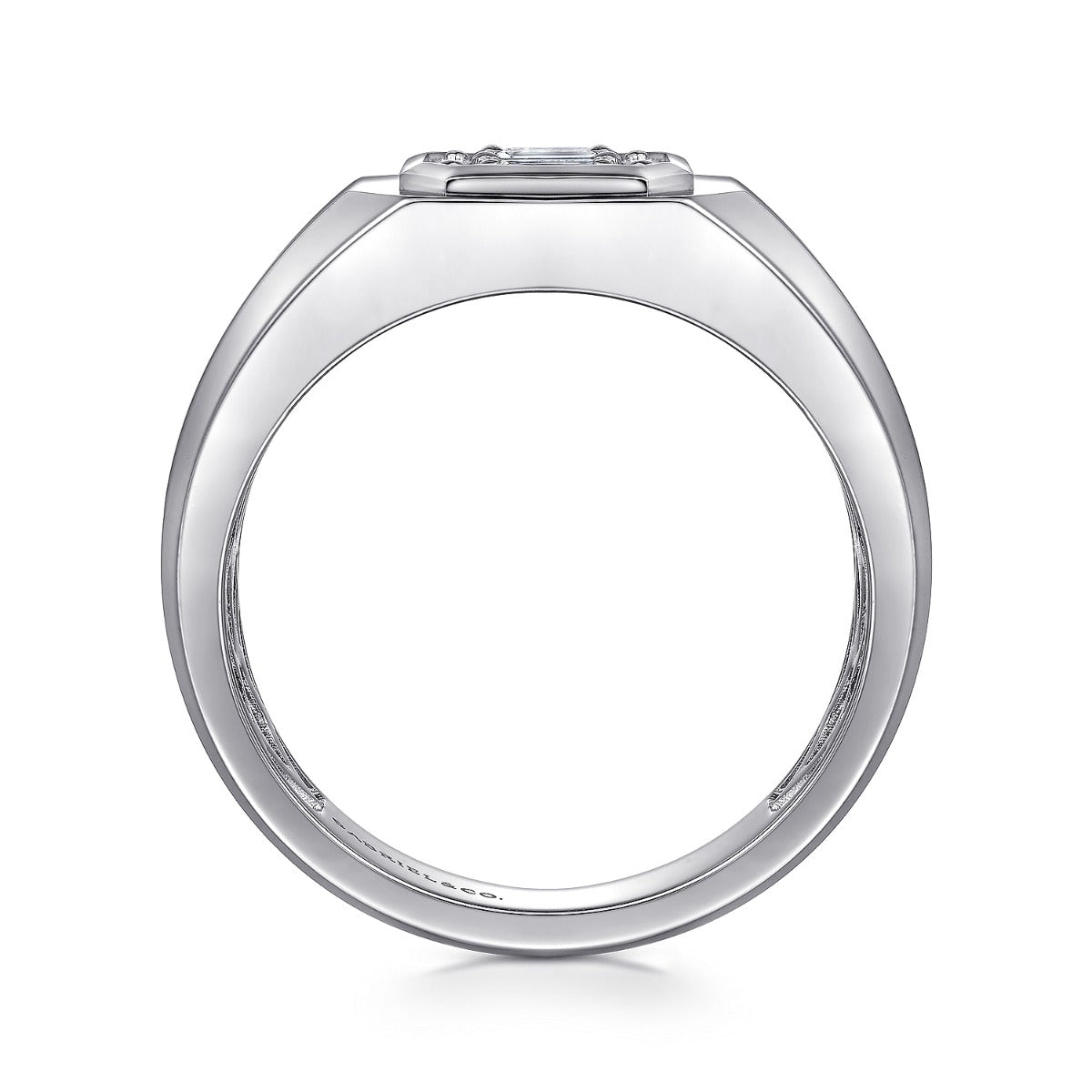 14K White Gold Diamond Mens Engagement Ring in Sand Blast Finish