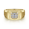 14K Yellow Gold Diamond Mens Engagement Ring in Sand Blast Finish