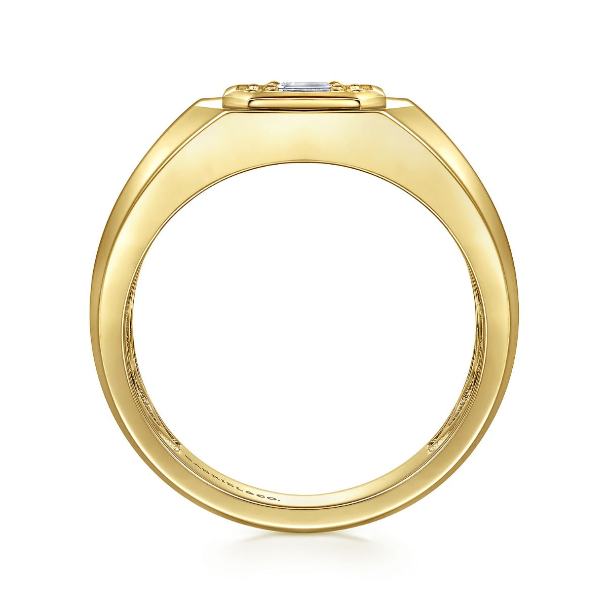 14K Yellow Gold Diamond Mens Engagement Ring in Sand Blast Finish