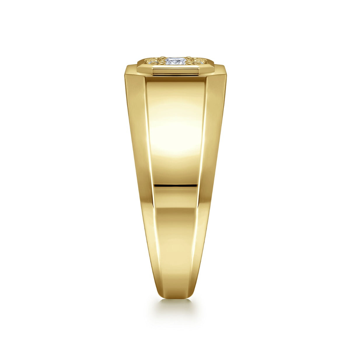 14K Yellow Gold Diamond Mens Engagement Ring in Sand Blast Finish