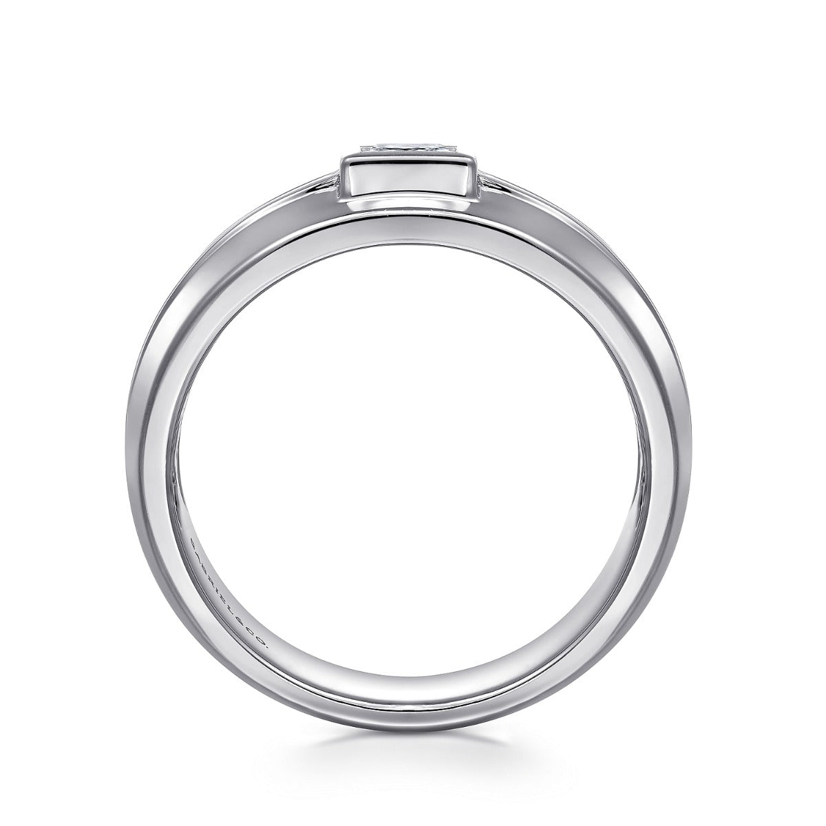 14K White Gold Diamond Mens Engagement Ring in High Polished Finish
